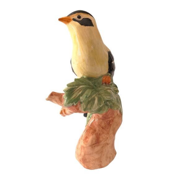 Vintage Goldfinch Bird Figurine Porcelain Handpainted Large 9" Signed By Artist. - Picture 14 of 16